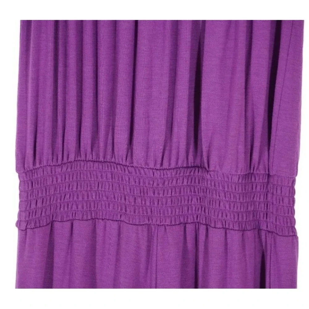No Boundaries Strapless Jumpsuit Women XS Purple Smocked Waist Wide Leg‎